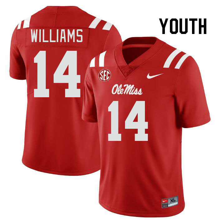 Youth #14 Demarko Williams Ole Miss Rebels College Football Jerseyes Stitched Sale-Red